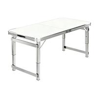 Junvstor Table de Gril Pliante Robuste - Table de Camping et de Pique-Nique Portable en Aluminium réglable en Hauteur à 3 hauteurs | Plateau MDF 70-180 cm avec poignée de Transport(Blanc,100cm/3.3ft)