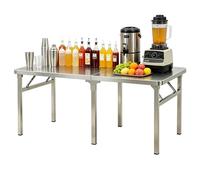 Junvstor Table de Travail Pliante rectangulaire en Acier Inoxydable - Table de Travail Portable, établi Commercial, Pratique pour Les Cuisines et ateliers commerciaux(120x40x75cm)