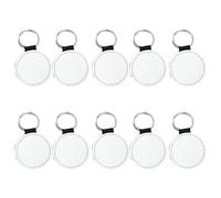 JunZheHub 10 Porte-clés Vierges En PU pour Projets de Bricolage, Breloques, Anneaux de Porte-clés à Transfert Thermique, étiquettes pour Sacs, Rond