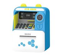 JunZheHub Banque Atm Machine Boîte Éducative Intelligente avec Identification Automatique de et Calcul Du Solde pour Pièce et Billet Adaptée Aux Enfants, Bleu