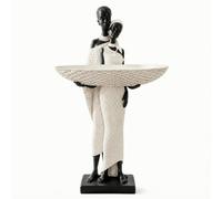 JunZheHub Couple Figurine Tray Statue Couple Plateau de Rangement Sculpture Résine Figurine Décorative Base Solide Plateau Peu Profond pour Clés Bijoux Adapté à Entrée Salon Bibliothèque, Blanc