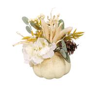 JunZheHub Décoration de Table en Fausse Citrouille, Citrouille Artificielle, Fleurs, Composition Automnale, en Mousse pour Salon, Cuisine, Mariage, Phot, Blanc 21cmx18cm