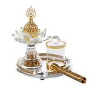 JunZheHub Ensemble Brûleur D'encens En Verre, Porte-encens pour Le Ramadan, Parfum de Bureau et D'intérieur