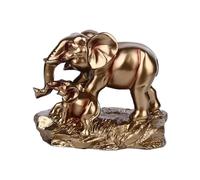 JunZheHub Figurine D'éléphant, Ornement, Statuette En Résine, Finition Artisanale, Idéale Comme Cadeau pour Un Bureau Ou Une étagère, Famille de deux personnes