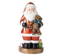 JunZheHub Figurine Père Noël Ornement Sculpture Décorative Résine Statue de Fête Objet de Collection Adaptée pour Cadeau Décoration Salon Chambre Bureau Étagère, Tenant Un Ours En Peluche