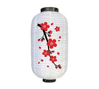 JunZheHub Lanterne Japonaise Décorative en Tissu, Structure en Métal, Conception Résistante à l'eau et Finition Peinte à La Main, Idéale pour Les Fêtes à Th, Corps Blanc BigFlower