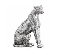 JunZheHub Statue Léopard Résine Ornement Décoratif Panthère Sculpture Animalier Figurine de Bureau Finition Argentée Lisse Allure Raffinée Adaptée à Salon, Moderne, Abstrait, Animalier-B
