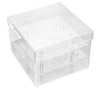 JunZheHub Vase Acrylique Boîte à Fleurs Pot Carré Transparent Multifonction Organisateur Objets Précieux Panneau Démontable Adaptée pour Table Salon Anniversair, 16 trous