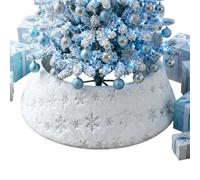 Jupe-Collier de Sapin de Noël Rond Blanc en Peluche à Flocons de Neige | Cache-pied pour support de sapin de Noël Maison salon ferme école intérieur extérieur fête