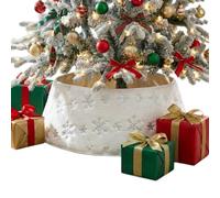 Jupe-Collier de Sapin de Noël Rond Blanc en Peluche à Flocons de Neige | Cache-pied pour support de sapin de Noël salon chambre bureau ferme intérieur extérieur