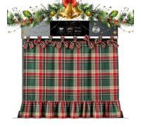 Jupe de four de Noël - Housse de poêle vintage rustique | Volants en | Ruban de fixation à nouer, taille 77 x 55 cm, lavable en machine, pour armoire de cuisine, lave-vaisselle et présentoir de