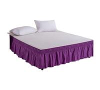 Jupe de lit enveloppante pour lits Drop, cache-sommier élastique réglable à volants pour lits Queen, King, Double et Simple, lavable en machine (Violet, Queen)