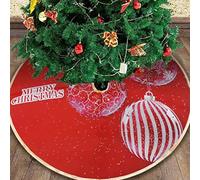 Jupe de Sapin, Couverture Décorative d'Arbre de Noël Rouge et Blanc, Tapis pour l'Arbre de Noël, Ø 90 cm