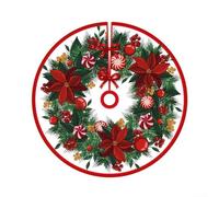 Jupe de sapin de Noël 90 cm en polyester avec charmant imprimé de dessin animé, tapis de sol festif pour décoration de scène de vacances sous n'importe quelle taille de sapin de Noël, facile à