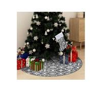 vidaXL Jupe de sapin de Noël de luxe avec chaussette Gris 90 cm Tissu Gris G