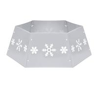 Jupe de sapin de Noël en métal avec motif flocon de neige argenté et blanc Ø 68 x 25 cm - Protection du sol pour salon, Avent et décoration de vacances