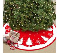 Jupe de Sapin de Noel Rouge,Cache Pied Sapin de Noel Ø 120 cm,Couvre-Pied de Sapin Rond,Cache Pied de Sapin avec Flocon de Neig d'arbre de Noël,pour Décorations de Maison de Vacances de Noël