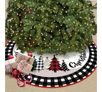Jupe de Sapin de Noel Rouge Noir,Cache Pied Sapin de Noel Ø 120 cm,Couvre-Pied de Sapin Rond,Cache Pied de Sapin avec Flocon de Neig d'arbre de Noël,pour Décorations de Maison de Vacances de Noël