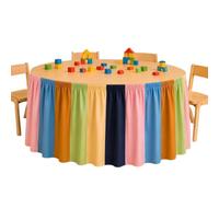 Jupe de table arc-en- 180 x 75 x 0,5 cm Tour de table à volants protégeant | Jupe de table pour salle de classe Pour rentrée scolaire fête en maternelle événement pique-nique bureau maison