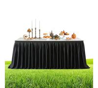 Jupe de table - Design à volants noirs lavable - Accessoire de bureau réutilisable - Pour banquet, carnaval, fête prénatale, Noël, mariage, anniversaire, fête, remise de diplôme, bonjour