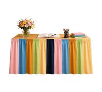 Jupe de table pour bureau enseignant en classe 180 x 75 x 0,5 cm Tour de | Jupe à Volants pour Bureau Événement Pique-Nique Bureau Maison Fournitures Scolaires Rentrée