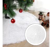 Jupes de sapin de Noël en peluche - Blanc - Forme ronde - Tapis de sapin de Noël - Couverture de sapin de Noël - Flocon de neige - Pour décoration de Noël - Décoration de sol - Ornements d'arbre de