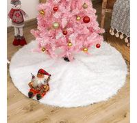 Jupes de sapin de Noël en peluche blanches, forme ronde, tapis de support de sapin de Noël, couverture de sapin de Noël en fausse fourrure flocon de neige, pour décoration de Noël, décoration de sol