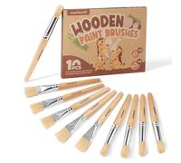 JUPITEARTH Lot de 10 pinceaux Jumbo pour enfants, pinceaux ronds et plats à prise en main facile avec manches en bois naturel pour peinture lavable et peinture acrylique