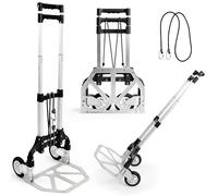 JUPPLIES Diable Pliant Aluminium 75 kg | Chariot de Manutention Pliable | Diable Déménagement Poignée Télescopique | Roues Silencieuses Toutes Surfaces