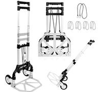 JUPPLIES Diable Pliant Aluminium 75 kg | Chariot de Manutention Pliable | Diable Déménagement Poignée Télescopique | Roues Silencieuses Toutes Surfaces
