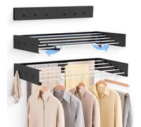 JUPPLIES Étendoir à Linge Mural Rétractable 120 cm | Séchoir à Linge Mural pour Intérieur ou Extérieur | Design Compact Gain de Place | Capacité de 30 kg