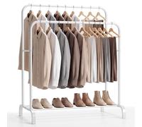 JUPPLIES Portant à Vêtements en Métal 164cm (Blanc Sans Étagère) | Penderie sur Pied Solide Charge Max 30kg