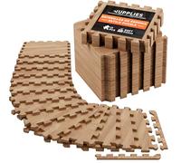 JUPPLIES Tapis Mousse Bébé 12 Pièces - Dalles Puzzle Antidérapantes et Épaisses - Tapis de Sol en Mousse EVA Effet Bois pour Chambre Bébé