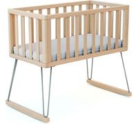 JURABABY - Berceau à bascule en bois ONLY Acier 40 x 80 cm | 90 x 52 x 75 cm | En bois massif | Matelas inclus 40x80x5 cm | Déhoussable et lavable en machine