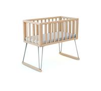 JURABABY - Berceau à bascule en bois ONLY Acier 40 x 80 cm | 90 x 52 x 75 cm | En bois massif | Matelas inclus 40x80x5 cm | Déhoussable et lavable en machine