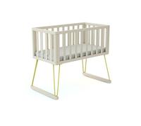 JURABABY - Berceau à bascule en bois ONLY Jaune 40 x 80 cm | 90 x 52 x 75 cm | En bois massif | Matelas inclus 40x80x5 cm | Déhoussable et lavable en machine