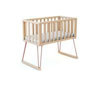 JURABABY - Berceau à bascule en bois ONLY Terracotta 40 x 80 cm | 90 x 52 x 75 cm | En bois massif | Matelas inclus 40x80x5 cm | Déhoussable et lavable en machine
