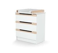 JURABABY - Commode à Langer CARROUSEL Blanc et Hêtre Verni