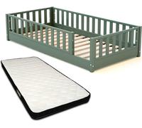 JURABABY - Lit au sol enfant SONHO avec matelas - 90x190 - Vert sauge