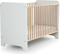 JURABABY - Lit bébé 60x120 CARROUSEL Blanc et Hêtre Verni