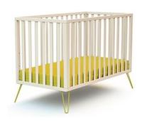 JURABABY - Lit bébé Only en bois Blanc et Jaune 60 x 120 cm| Sommier réglable 3 hauteurs