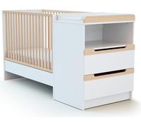JURABABY - Lit Combiné Evolutif CARROUSEL Blanc et Hêtre Verni 60 x 120 cm