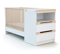 AT4 - Lit Combiné Evolutif CARROUSEL Blanc et Hêtre Verni 60 x 120 cm