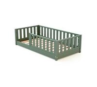 JURABABY - Lit enfant au sol en bois SONHO MINI - 70x140 - Vert Sauge | Avec barrière amovible gauche ou droite | Lit enfant avec sommier à lattes
