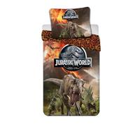 Jurassic World Parure de lit pour enfant Motif dinosaures 140 x 200 cm + | T-Rex Dino - Motif réversible - Fermeture éclair - Doux - Facile d'entretien - En microfibre - Certifié Öko-Tex 100 - Licence