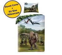 Halantex Parure de lit Jurassic World T.Rex Dinosaure 2 pièces 140x200 + 70x90 cm 100% coton Öko‑Tex