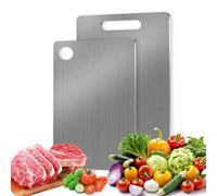 JurciCat 2 Pièces Planche a Decouper en Titane Double Face Acier Inoxydable Titanium Cutting Board Pour Viande Pain Légumes & Fruits