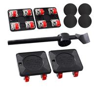 JurciCat roulettes pour Meubles Set De 9 Pièces Leve Meuble Planche Roulette Demenagement 4 roulettes De Transport 360 Degrés Pivotant Roue PU Pastilles Antidérapantes Barre à Mine Max for 400kg
