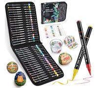 JusArt 36 Feutre Acrylique Peinture stylo,Acrylic Paint Marker,Marqueur Peinture Acrylique Verre pour Bois, Toile, Verre, Céramique,Feutre Acrylique Tooli-Art avec Sac