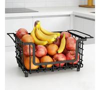 Jusdyrack Lot de 1 panier de rangement empilable en fil métallique pour comptoir de cuisine, boîte de rangement pour aliments, oignons, pommes de terre, pain